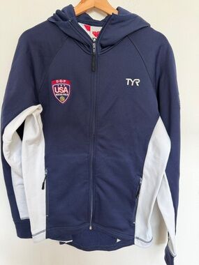 TYR Navy and White USA Water Polo Olympic development program Hoodie Jacket